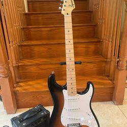 Squier Stratocaster (Mint) w/ Peavey Amp