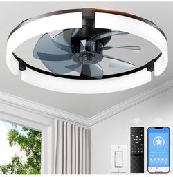 🆕 in 📦 Ceiling Fans with Lights&Remote20-Inch,3200LM LED&6-Speed Fan,Low Profile Ceiling Fan Light Fandelier Dimmable3000K–6500K,Quiet Copper Motor