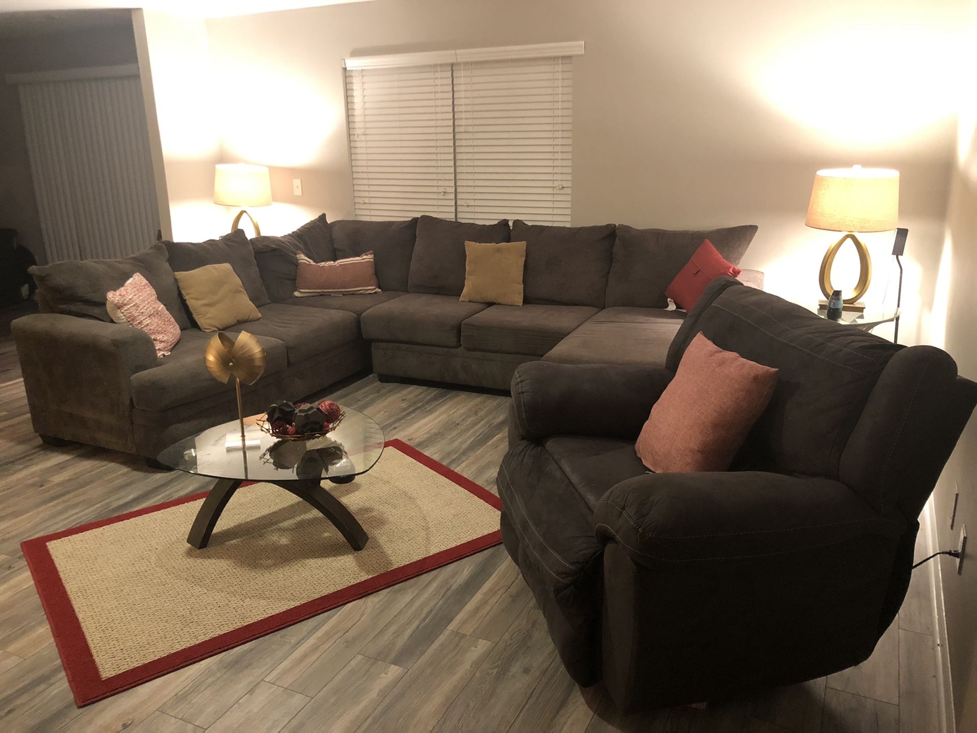 Huge sectional and oversized recliner