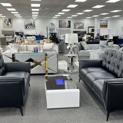 Retro Style Black Leatherette Sofa Features grid tufting & Track Arms