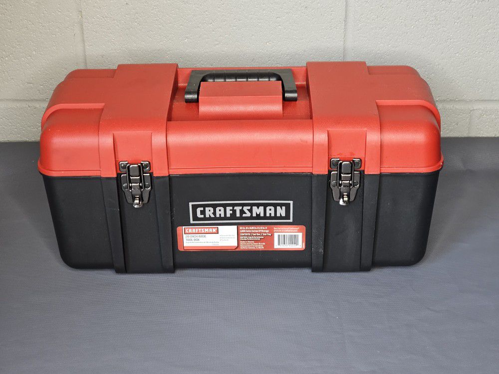 Craftsman Tool Box Plastic with Lid Storage Tote Tray 20 inch Wide 59320