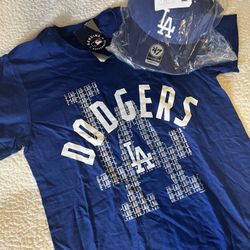 MLB Dodgers Blue Kids Tee and hat
