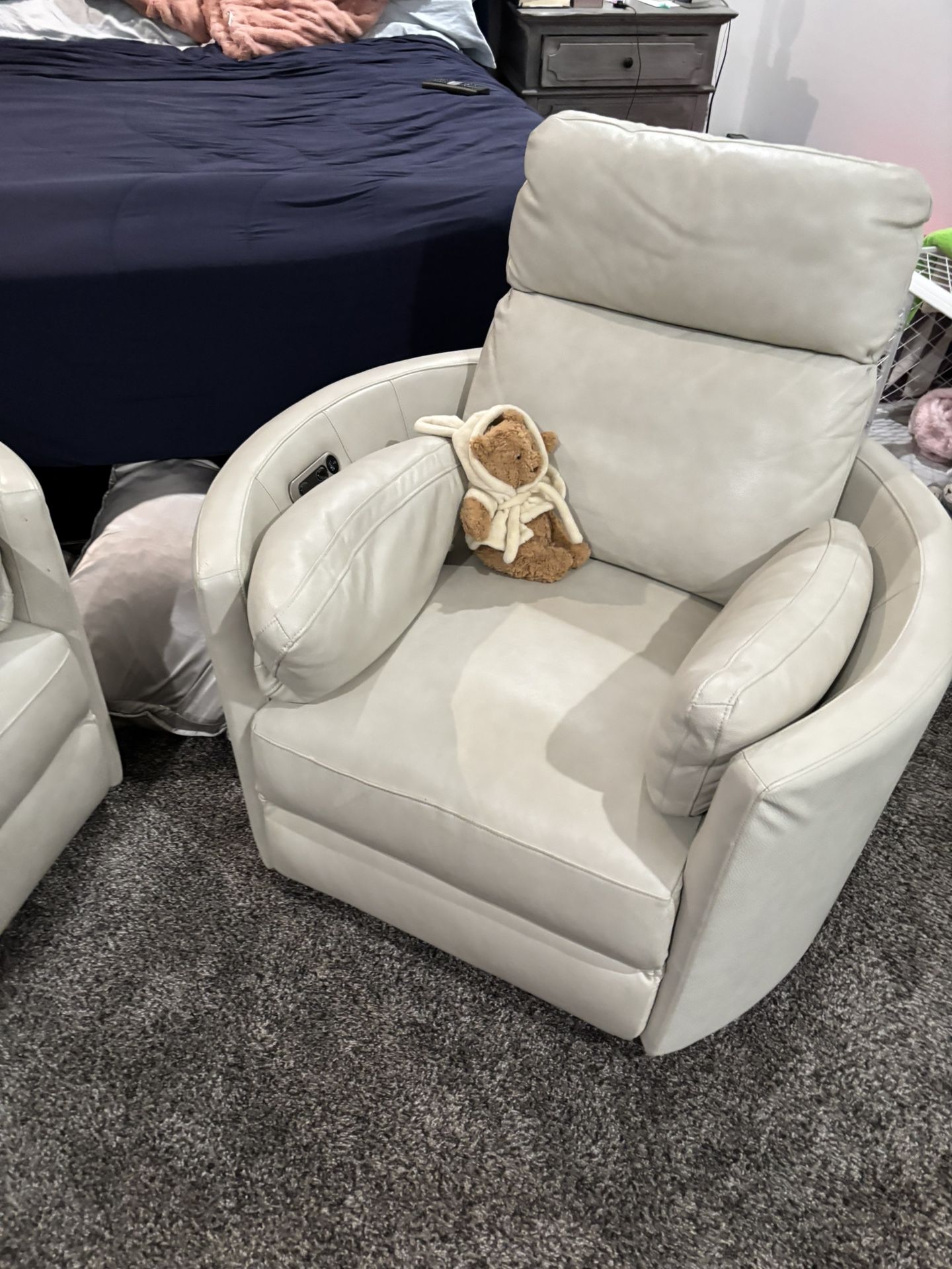 2 Leather Electric Swivel Rocker Recliners