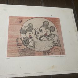 ORIGINAL STORY SKETCH OF MICKEY AND MINNIE FROM "MICKEY'S RIVAL" 1936
