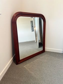Decorative Mirror w/ Curved Wood Frame - Statement Mirror