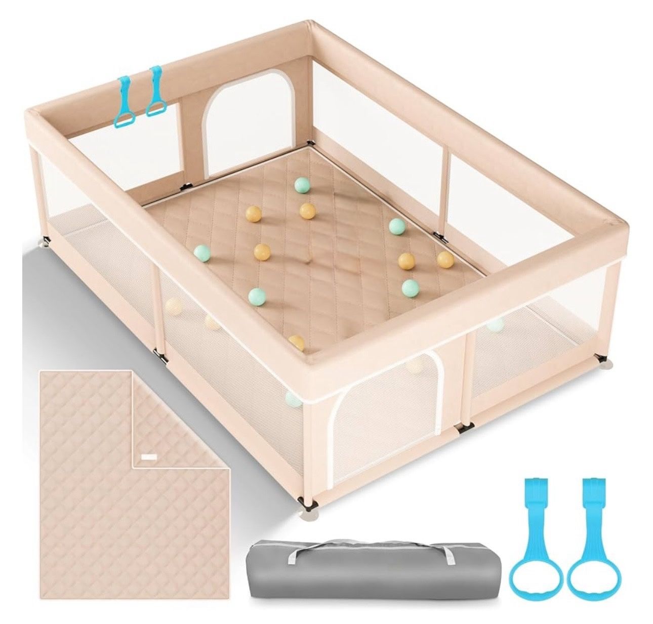 MP110$ Baby Playpen Stable Mat, Handles, Toddlers Playard, All-Wrapped Soft Sponge Gate, Activity Centre Or For Pets