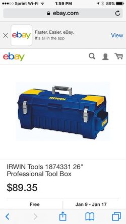 26" Irwin heavy duty tool box