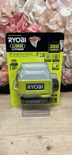 RYOBI USB Lithium Cordless Compact Area Light Kit with 2.0 Ah USB Battery and Charging Cable