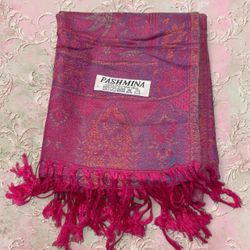 New | Limited Edition: Hot Pink Pastel Multicolor Pashmina Shawl