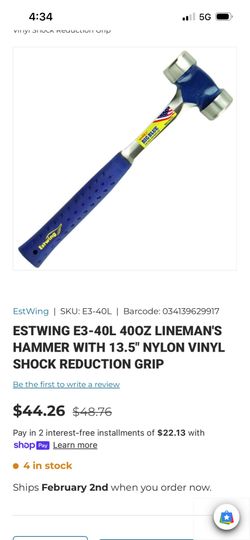 Estwing 40 oz hammer