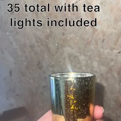 Gold Tea Light Candle Holder With Candles 