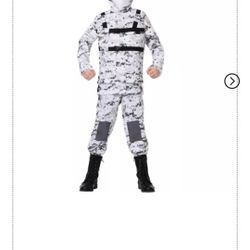 Halloween Costume Boy sz XL White Snow Winter Camouflage Army Military Outfit and Accessories
