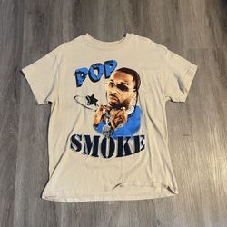 Y2K Cream/Tan Pop Smoke Shoot For The Stars Aim For The Moon graphic T-shirt