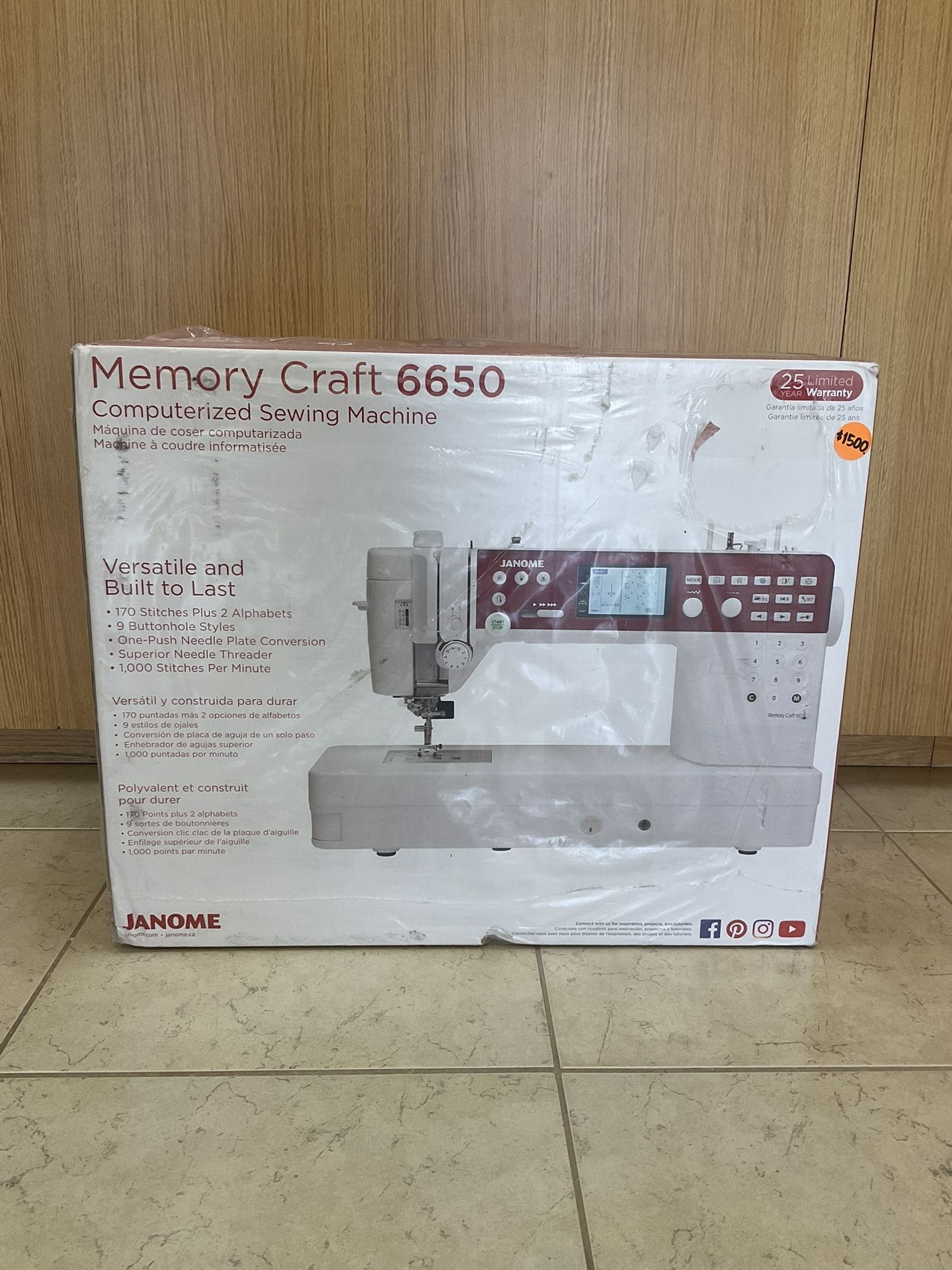 JANOME MEMORY CRAFT 6650 COMPUTERIZED SEWING MACHINE.