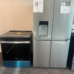 Whirlpool Refrigerator And Electric Stove Kitchen Pair