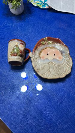Santa Plate & Matching Cup - NEW - Never used 
