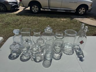 Glass candy jar and flower vases