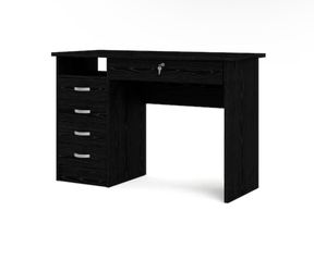 43 in. Rectangular Black Woodgrain 5 Drawer