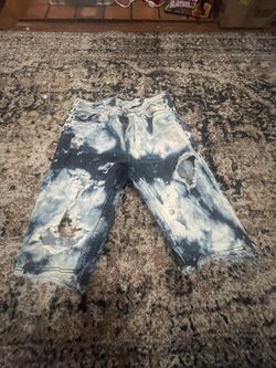 Blue jean designer shorts, 34 and a waist