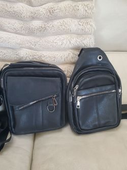 Black Faux Leather Bag Set of 3