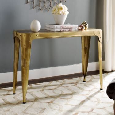 Gold Iron Console Table, Writing Desk Or Entryway Table 