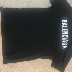 Black Balenciaga Logo Tee