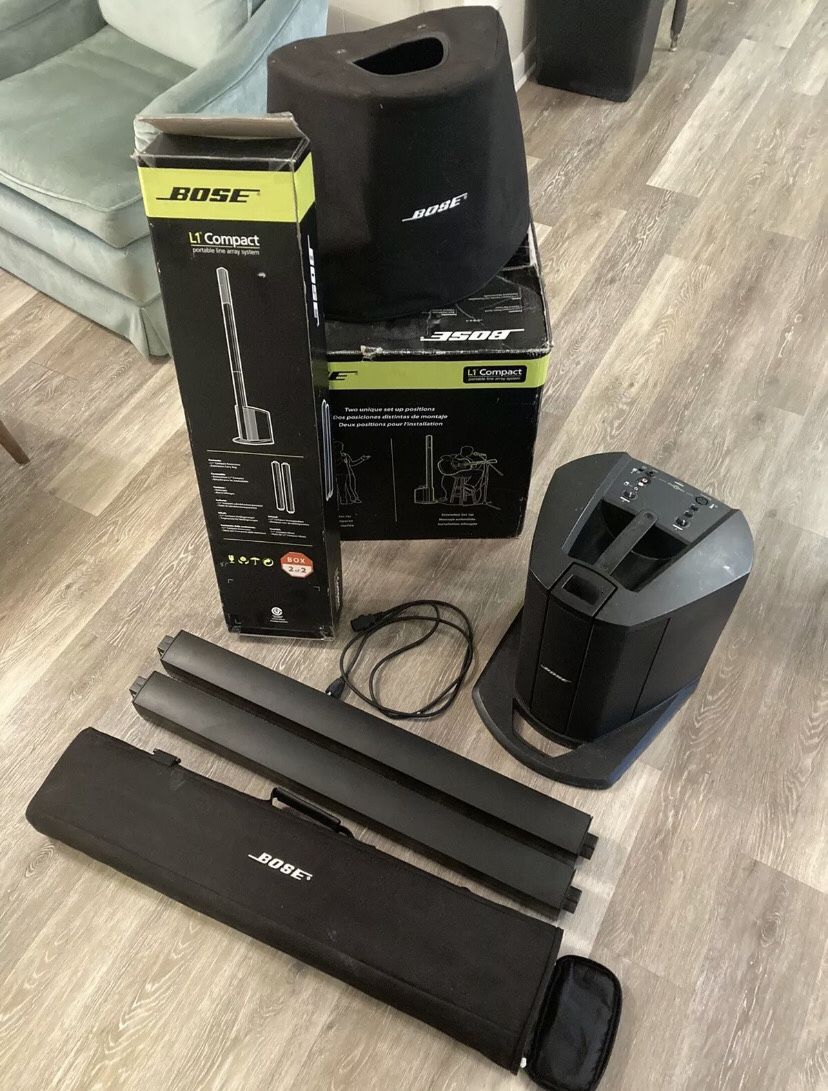 BOSE L1 COMPACT PORTABLE SPEAKER SOUND AUDIO SYSTEM W/ SUBWOOFER AND CARRY CASE ☎️209☎️783☎️9886