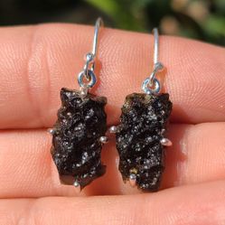 Natural Tektite 925 Earrings