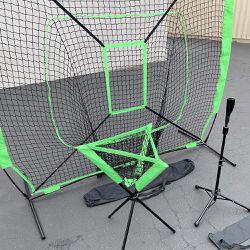 New $85 Baseball (3pc) Practice Set includes the 7x7’ Net Bow Frame, Ball Tee and Caddy Bag 