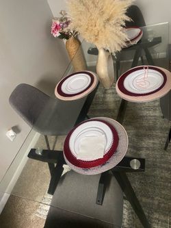 Glass dining table set