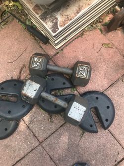 2 -25 lbs weight dumbbells