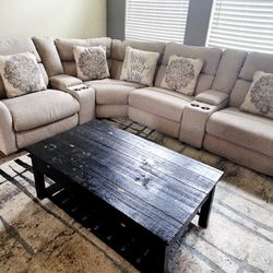 Sectional Sofa With Recliner (Table And Rug Included)