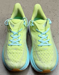 Hoka Clifton Women's Running Shoes Neon Yellow Light Blue Size 7.5