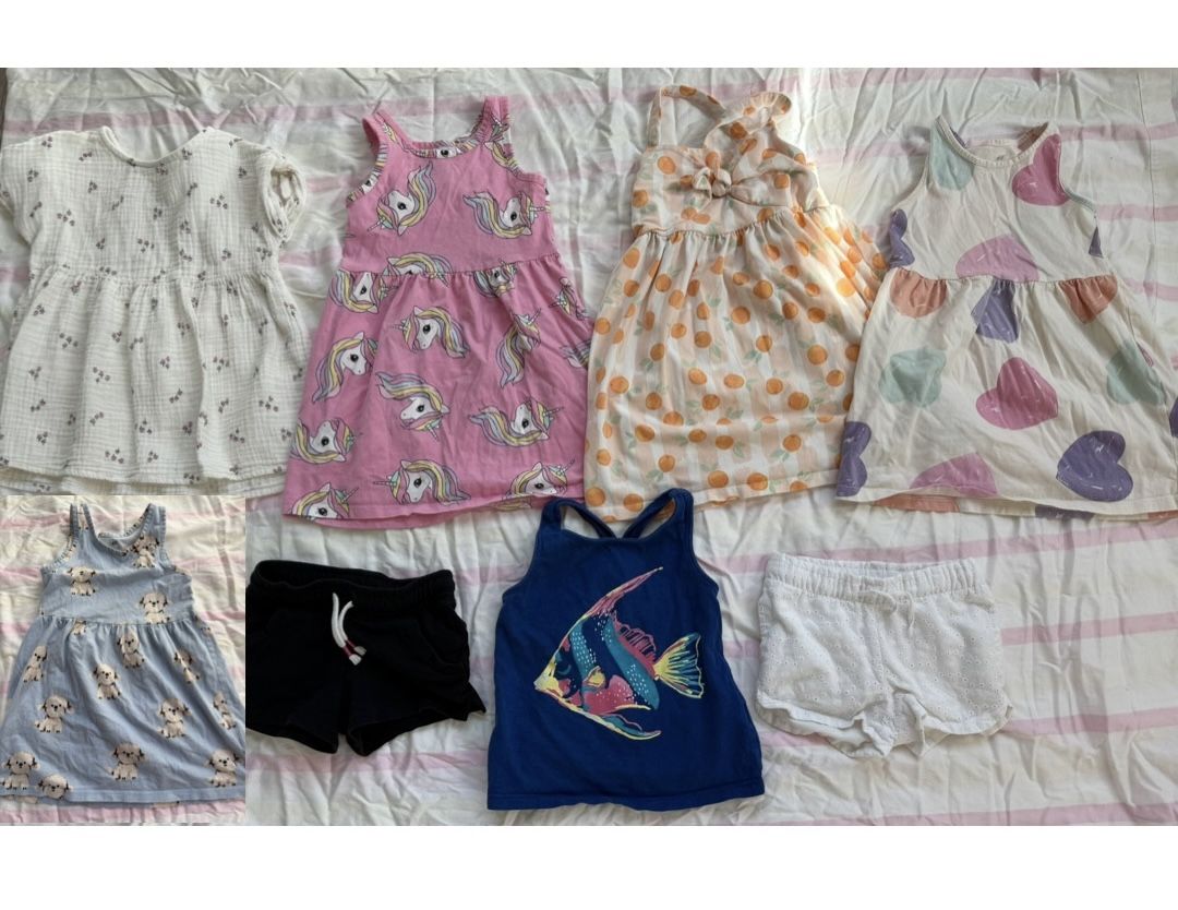 Toddler Girl Summer Clothes Bundle Size 3T and 3/4T - Dresses, Tank top, Shorts
