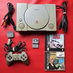Original Playstation (PS1) Console Bundle w/ Rally Cross & Wheel of Fortune