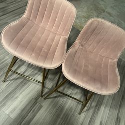 Set of 2 blush and Gold Bar Stools 