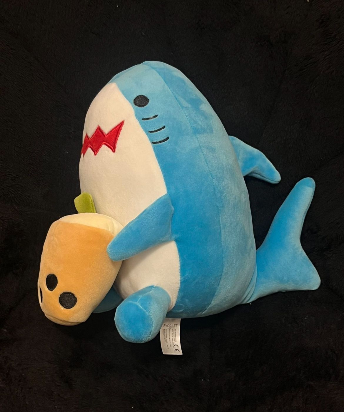 Stuffed Boba with Shark Plushie Bubble Tea Pillow 9.4 inch