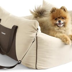 Lesure Small Dog Car Seat for Small Dogs - Dog Booster Seat for Car with Waterproof Bottom, Clip-On Safety Leash and Thickened Memory Foam Filling, Pe