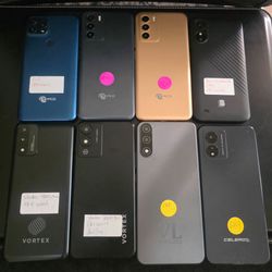 Lot of 8 Smartphones for Parts / Repair - Vortex, PCD, BLU, Celero