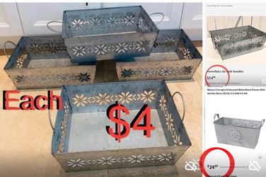 $4 Each Galvanized Tin Snowflake ❄️ Tray with handles 14”x10”x5” Deep all for $12 like new