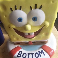 SpongeBob SquarePants Bikini Bottom Coin Piggy Bank With Stopper Ceramic 2003