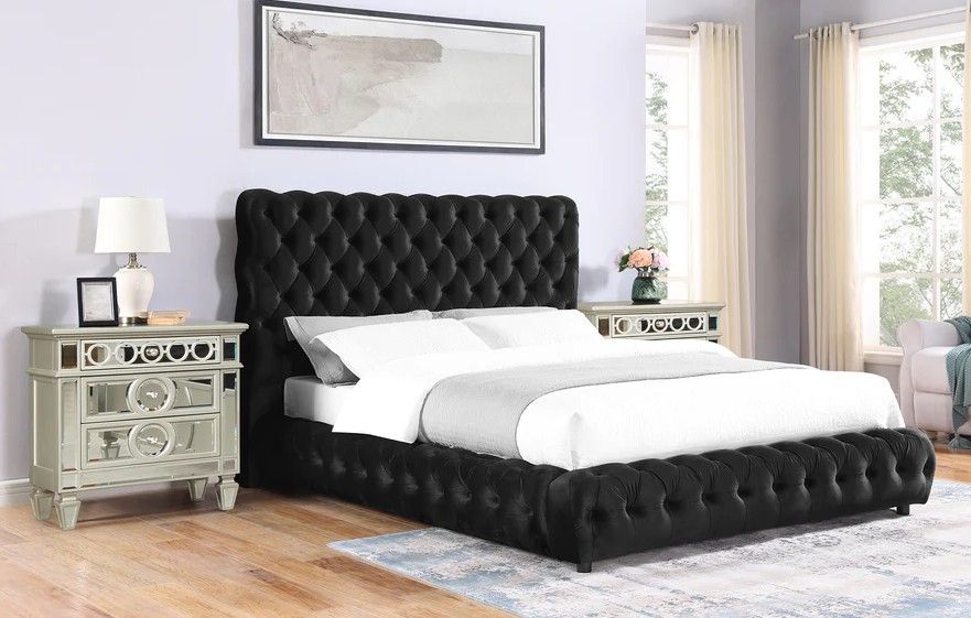 Queen Size Bed Frame/ Mattress Included/ Color Black.  🔥  Cama Queen Size/ Colchon Incluido  / Color Negra