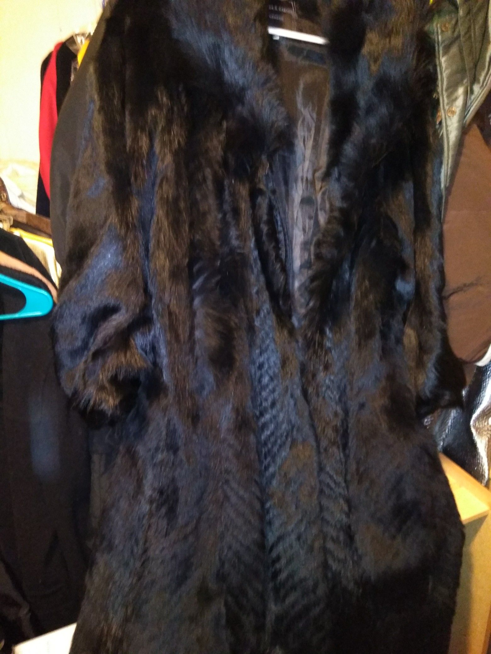 Black full length fox coat