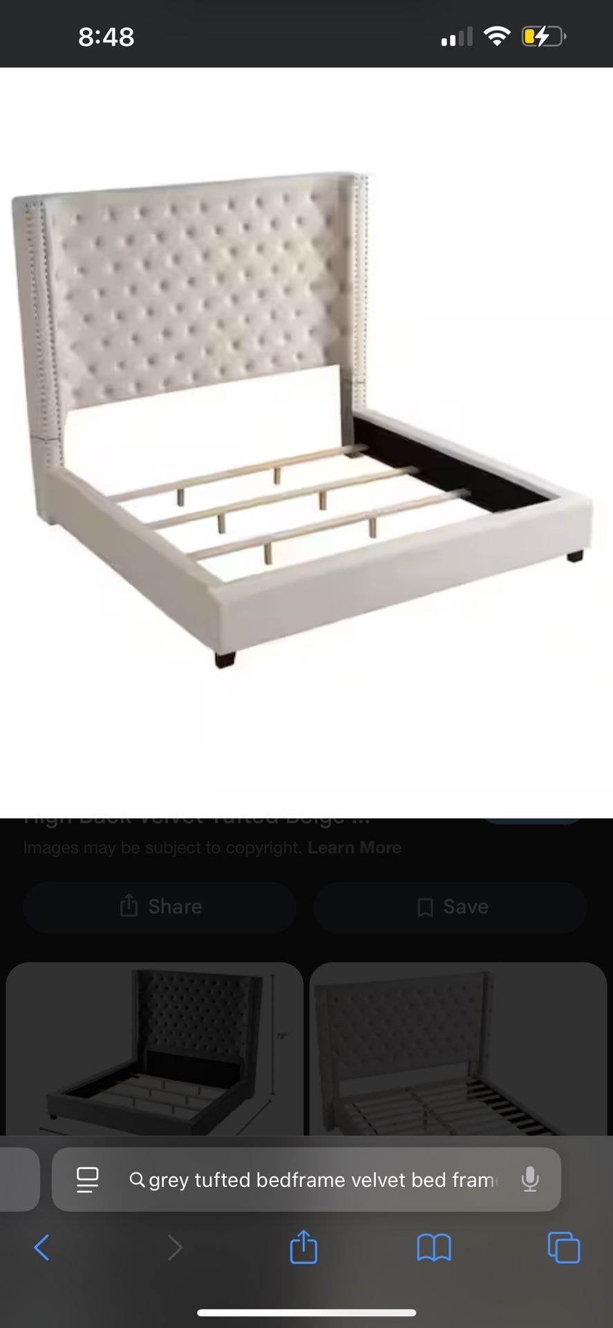 Gray Tufted Velvet Bed frame (Queen)