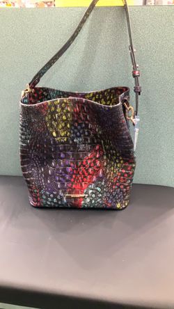 Brahmin Multicolor Croc-Embossed Bucket Bag