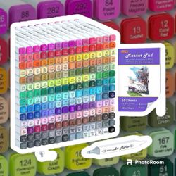 Shuttle Art 205 Colors Dual Tip Alcohol Markers, 204 Colors Permanent Marker