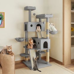 Filey 65.7'' H Carpet Cat Tree Condos and Scratching Posts Included, with Platforms and Hammock 