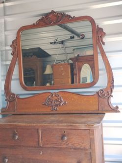 Antique oak mirror