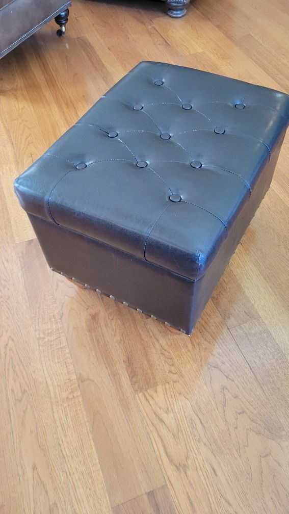 Leather Studded Ottoman with Storage