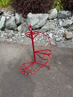 Red Wrought Iron Patio Plant Stand
